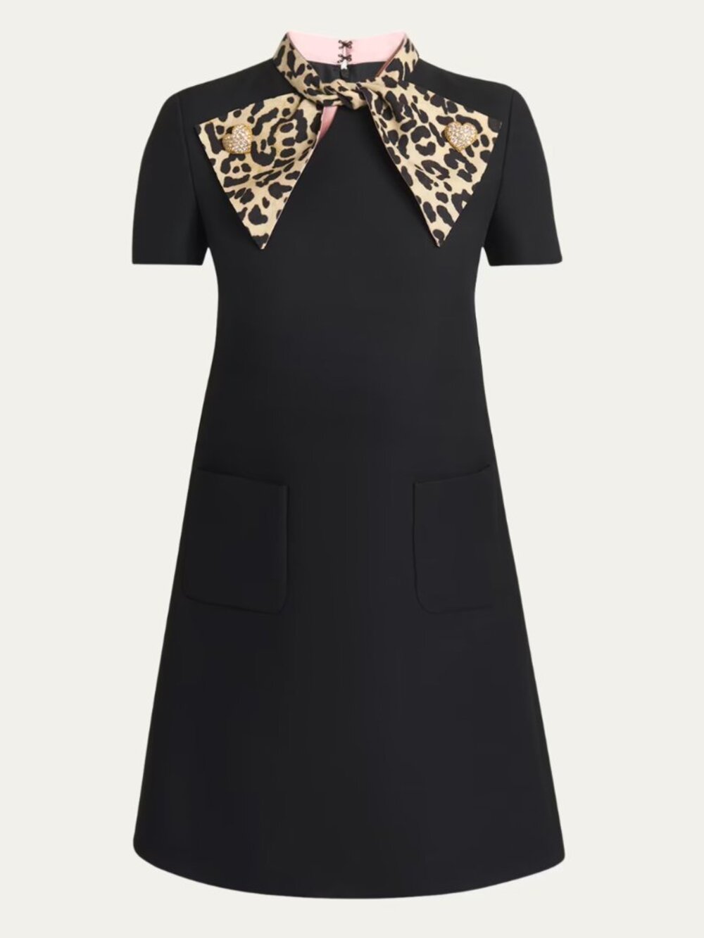 Valentino Garavani Leopard Bow Crepe Couture Mini Dress